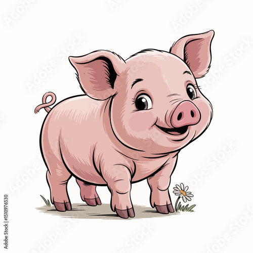 Smiling Piglet Illustration