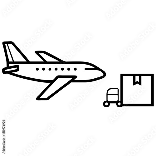 Air Freight Plane Cargo Aircraft Icon for Logistics Websites, Shipping Company Presentations, Supply Chain Management Apps, Transportation Infographics and Global Delivery Service Graphics