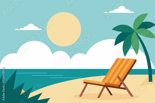 beach chair and umbrella