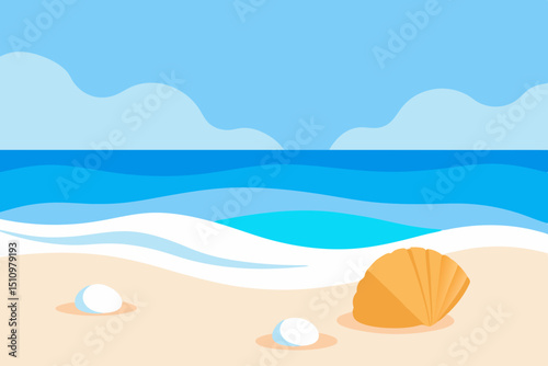 summer background with sea shells