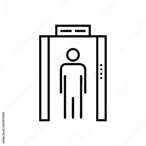Walk-Through Detector Icon - Security Scanner Metal Detector Icon for Airport Safety Websites, Travel Security Guidelines, Event Management Apps,  Transportation Hub Informational Materials