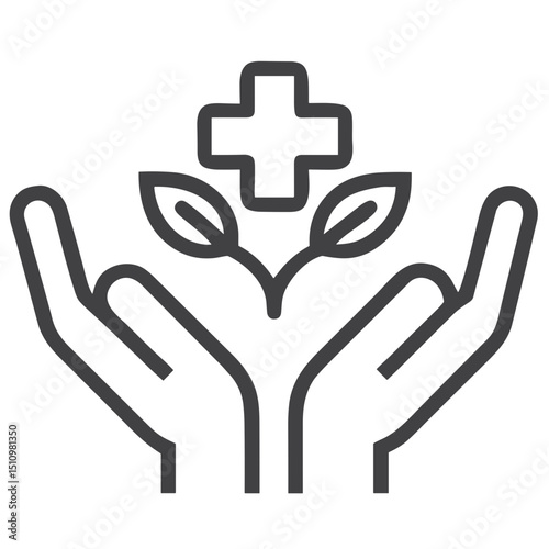 Healing Hands with Cross Icon for Healthcare Websites, Medical Services Applications, Christian Ministry Materials, Faith-Based Healing Graphics and Charitable Organization Content