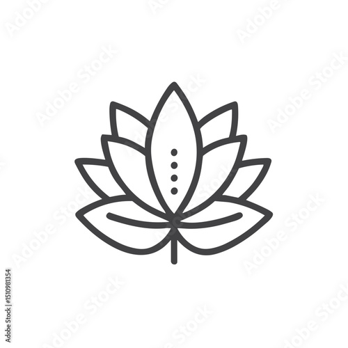Lotus Flower Icon for Yoga Websites, Meditation Apps, Spiritual Practice Guides, Wellness Blogs and Eastern Philosophy Educational Materials