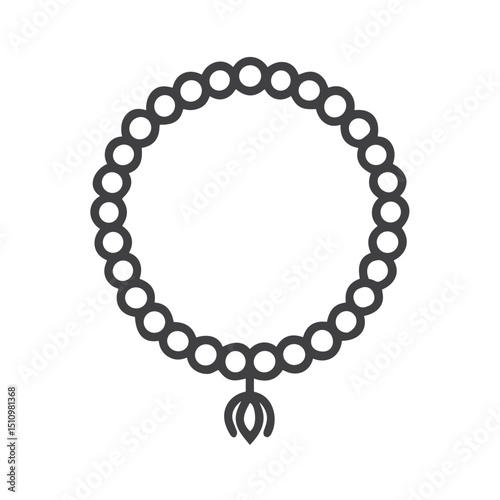 Mala Beads Prayer Icon for Meditation Websites, Buddhist Practice Apps, Spiritual Jewelry Shops, Mindfulness Blogs and Yoga Lifestyle Graphics