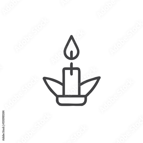 Spiritual Light Candle Icon for Meditation Websites, Prayer App Interfaces, Religious Service Materials, Memorial Graphics and Mindfulness Practice Visualization Tools