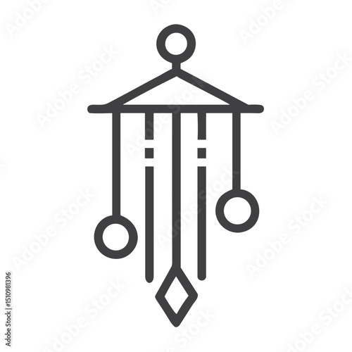 Wind Chime Icon for Meditation Websites, Feng Shui Applications, Outdoor Decor Shops, Sound Therapy Platforms and Relaxation Practice Visual Materials