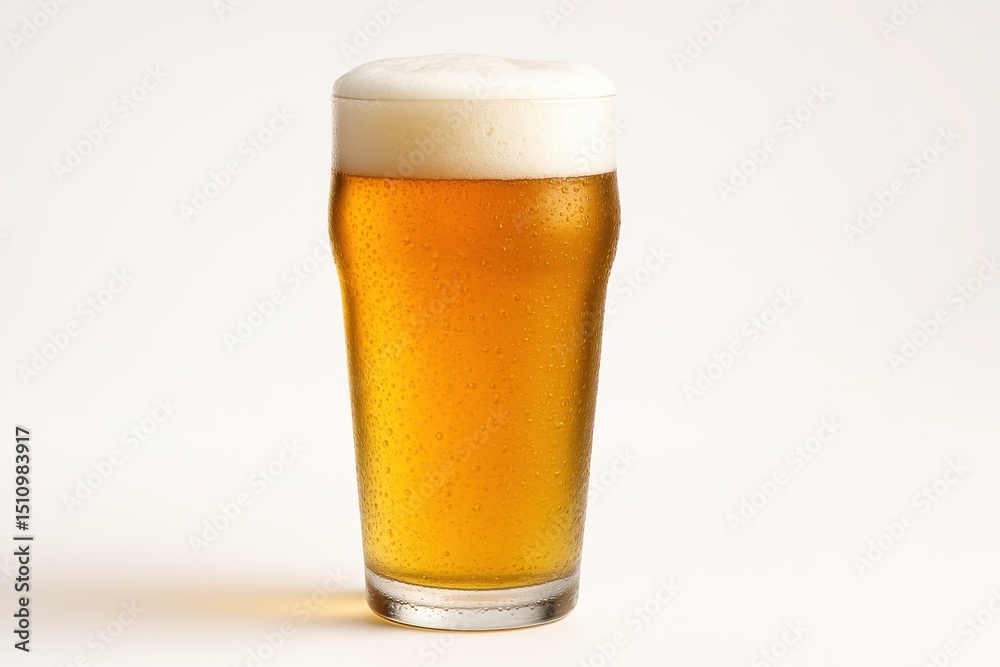 Refreshing Craft Beer Pint A Crisp Golden Lager in a Clear Glass with Frothy Head Isolated on a Clean White Background Perfect for Beverage Advertising Refreshing Craft Beer Pint A Crisp Golden Lager in a Clear Glass with Frothy Head Isolated on a Clean White Background Perfect for Beverage Advertising