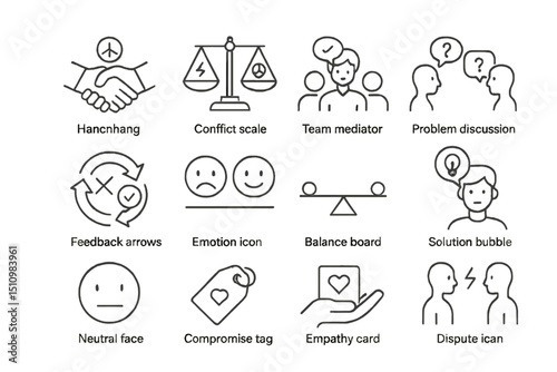 Conflict resolution concepts and symbols for effective communication
