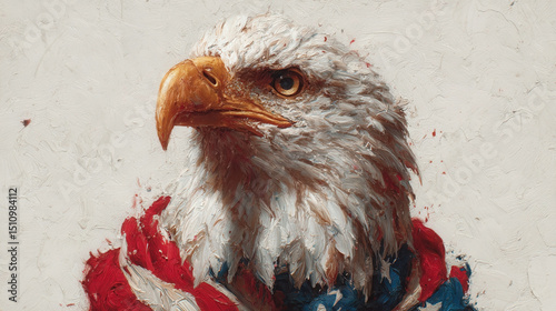 Eagle proudly displaying its feathers adorned in the colors of the flag for Independence Day celebration in America