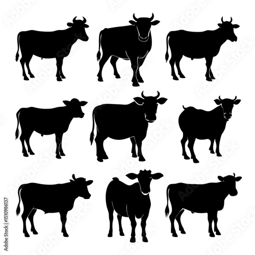 Cow silhouette bundle set vector design