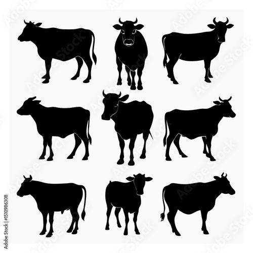 Cow silhouette bundle set vector design