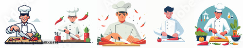 vector of a chef slicing chili