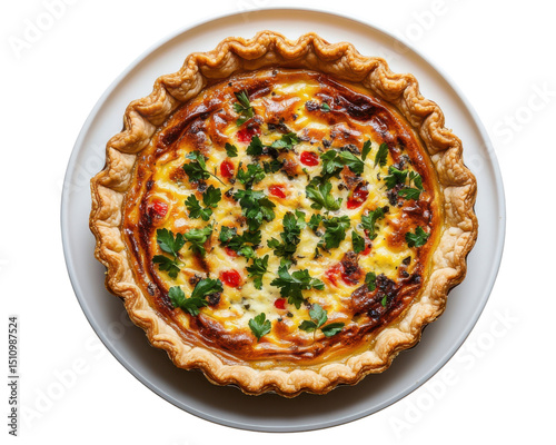 Wallpaper Mural Savory baked quiche with bacon, tomato and parsley garnish Torontodigital.ca