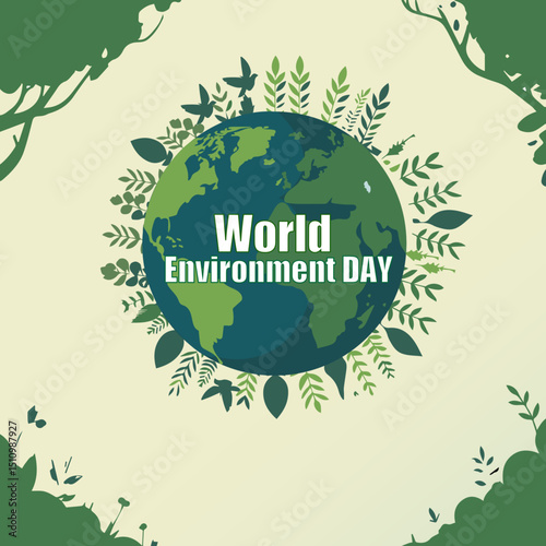 "World Environment Day Concept Art — Earth Revival with Nature and Sapling"
