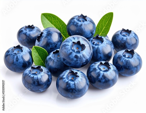 Blueberries, blueberry composition, studio photos of blueberries on a white background