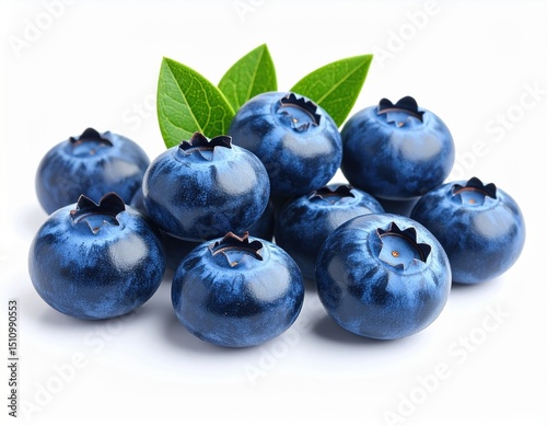 Blueberries, blueberry composition, studio photos of blueberries on a white background
