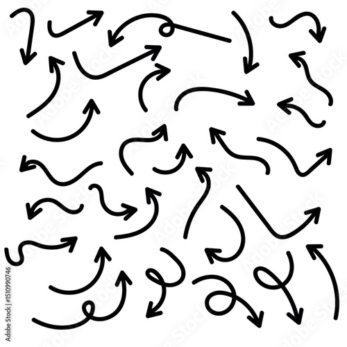Swirl and Loop Arrow Doodle Icons Creative Vector Set for Presentation