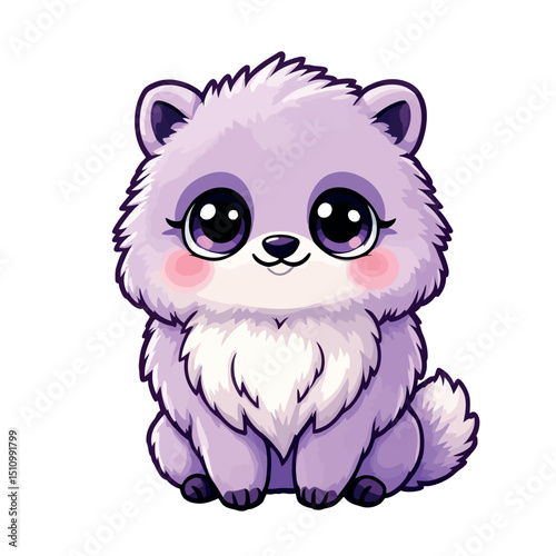 A Cartoon Cute Lilac Puppy Illustration Sticker for Kids and Adults alike