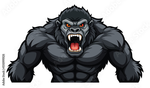 Powerful angry gorilla mascot illustration