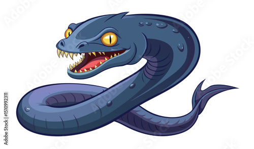 Cartoon illustration of a fierce serpentine creature
