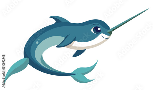 Adorable cartoon narwhal illustration for kids