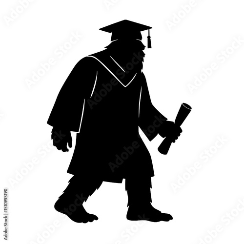 Bigfoot Graduation Silhouette Vector Illustration