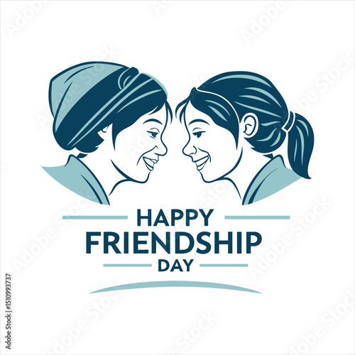 Happy Friendship Day Illustration with Two Women Looking at Each Other
