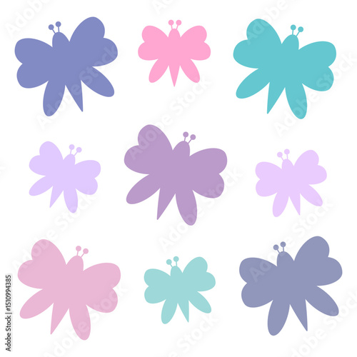 Background of colorful butterfly silhouettes.eps