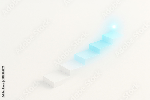 A light staircase leading up. Space for text. photo