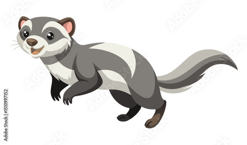 Adorable cartoon striped skunk illustration