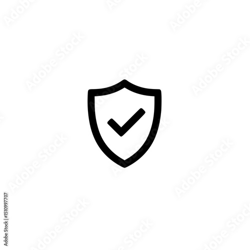 Shield check mark security protection safety secure approved verified validated icon symbol graphic vector