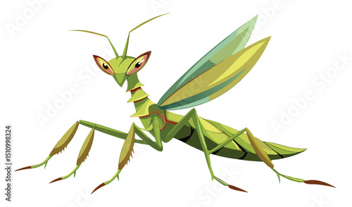 Cartoon praying mantis illustration green insect