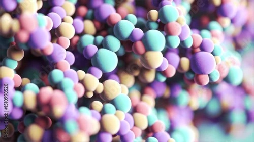 Vibrant Molecular Structure Animation in Pastel Hues