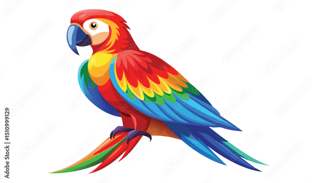 Fototapeta premium Vibrant scarlet macaw parrot illustration