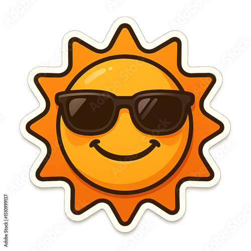 Smiling sun wearing sunglasses