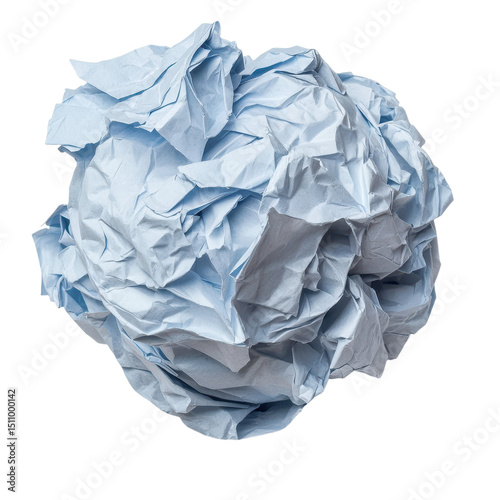 Blue paper ball isolated on transparent background photo