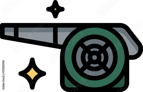 Green whistle shines brightly, symbolizing sportsmanship and fair play in a vibrant, energetic atmosphere.