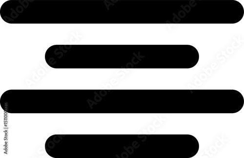 Text alignment icon centered on white background representing formatting options for word processing and web design, conveying simplicity and functionality.