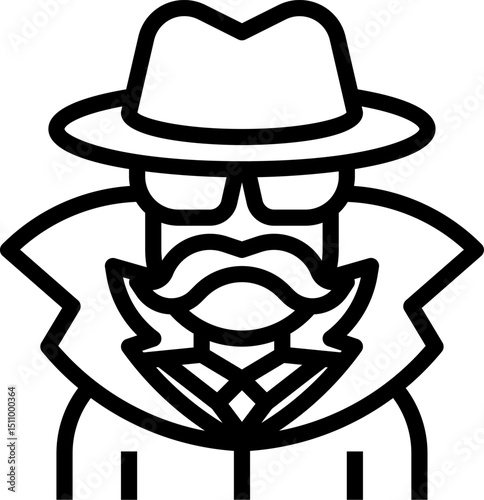 Mysterious detective wearing a fedora and trench coat stands in the shadows, embodying secrecy and intrigue in a noir setting.