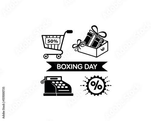 Boxing Day Sale Shopping Cart Gifts Discount Percentage