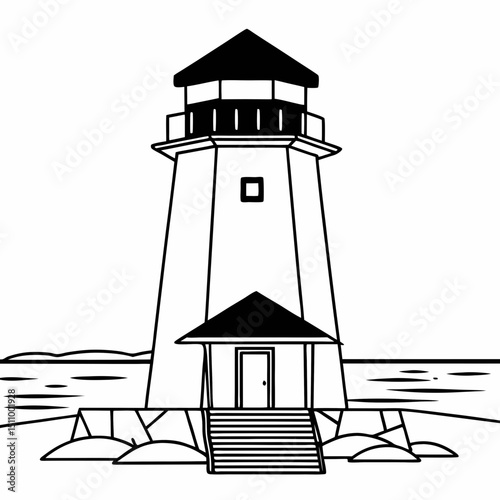 Lighthouse with striking architectural design by the seaside  