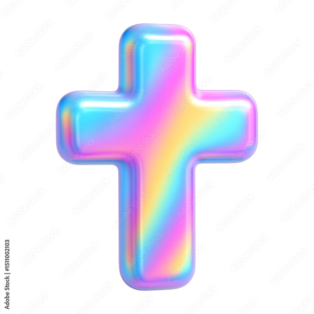 Obraz premium PNG Vibrant holographic cross illustration.