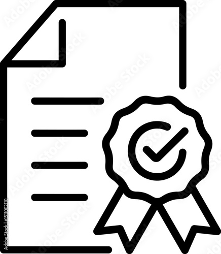 Document with check mark seal represents approval in business context, conveying trust and reliability for official certification, creating a sense of security.