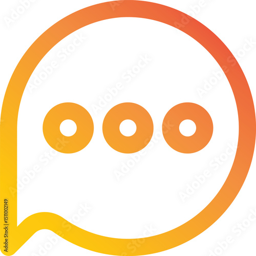 Orange speech bubble with three dots inside represents communication and dialogue in a modern and minimalist style, suggesting connection and conversation.