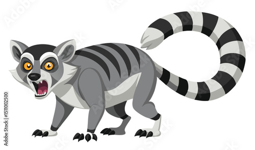 Cartoon ring tailed lemur illustration