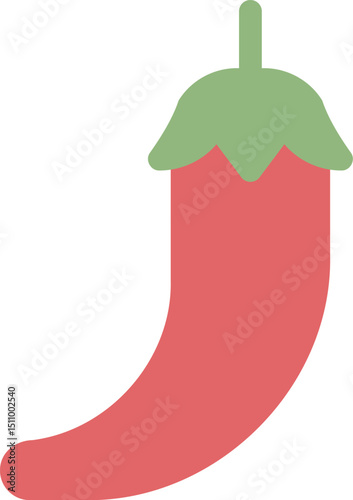 Red chili pepper stands upright, showcasing its vibrant color and smooth texture against a plain backdrop, evoking a sense of spiciness and culinary delight.