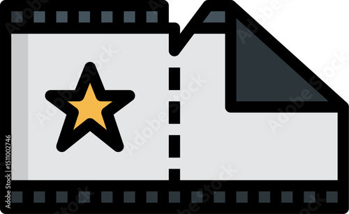 Movie ticket with star symbol represents entertainment and admission to a show or event, symbolizing leisure and enjoyment.