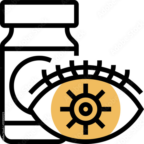 Eye receiving medication from bottle to treat infection, highlighting healthcare and medical treatment for eye diseases, showcasing hope and recovery.