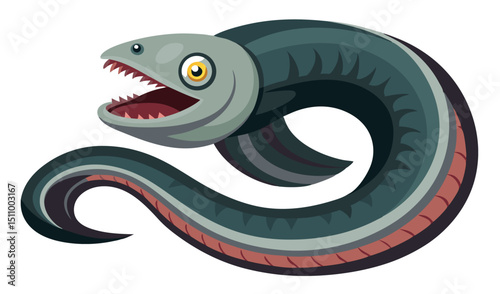 Cartoon moray eel illustration open mouth