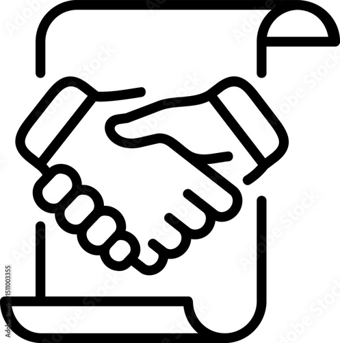 Handshake symbolizes agreement between two parties on contract, representing partnership and trust in business deal.